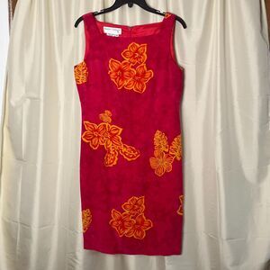 Vintage Y2K Maggie London Petites Size 8 100% Silk, Fully Lined, Tropical Floral